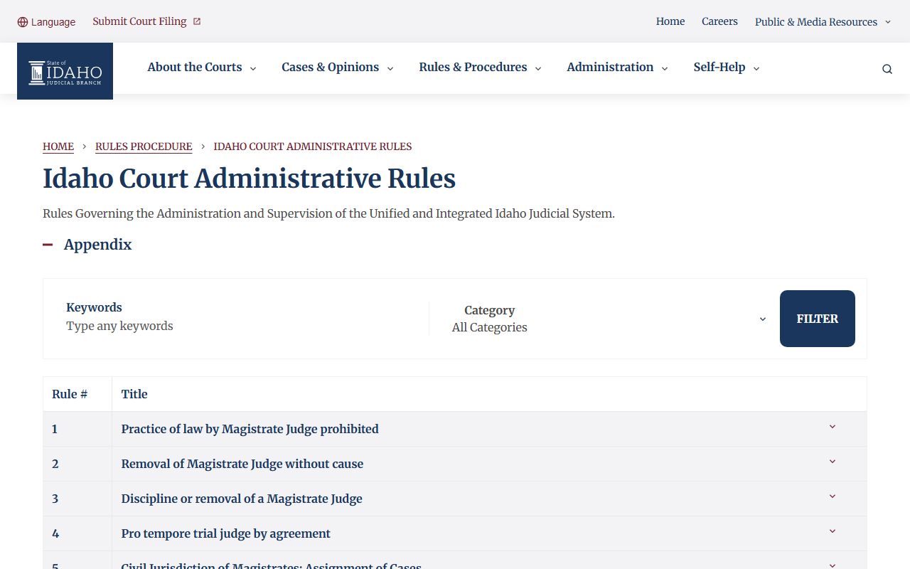 Twin Falls County court dockets Idaho Court Administrative Rules source