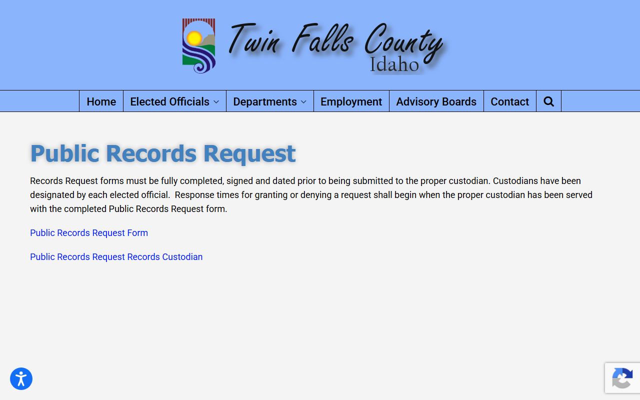 Twin Falls County court records public records request source