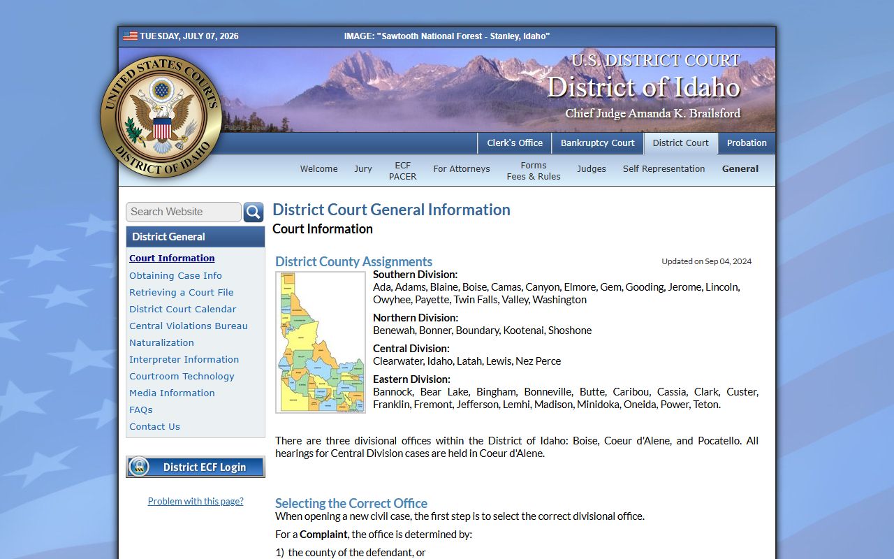 Twin Falls County District Court compared with federal District of Idaho court records