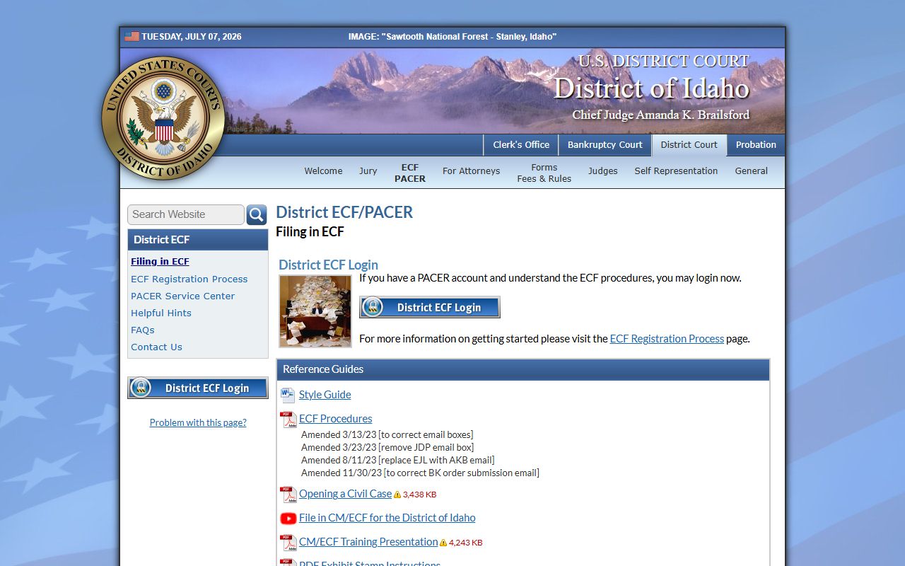 Twin Falls County District Court records compared with federal CM ECF access