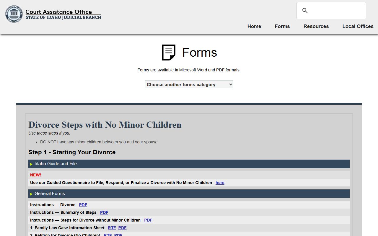 Twin Falls County inmate records court assistance office divorce source distinction