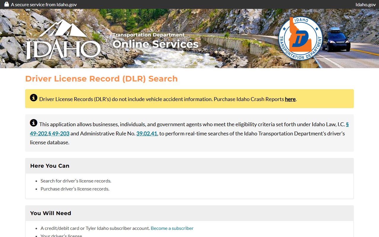 Twin Falls County traffic court records Idaho online driver license record purchase